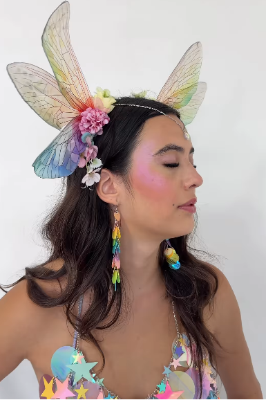 Conjunto Fada Brilhante – Cropped + Saia + Tiara + Brincos [Carnaval 2026]