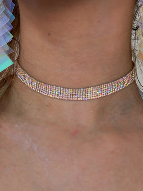 Choker Cristais Furta-cor