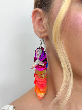 Brinco Paetê Sereia Pôr do Sol