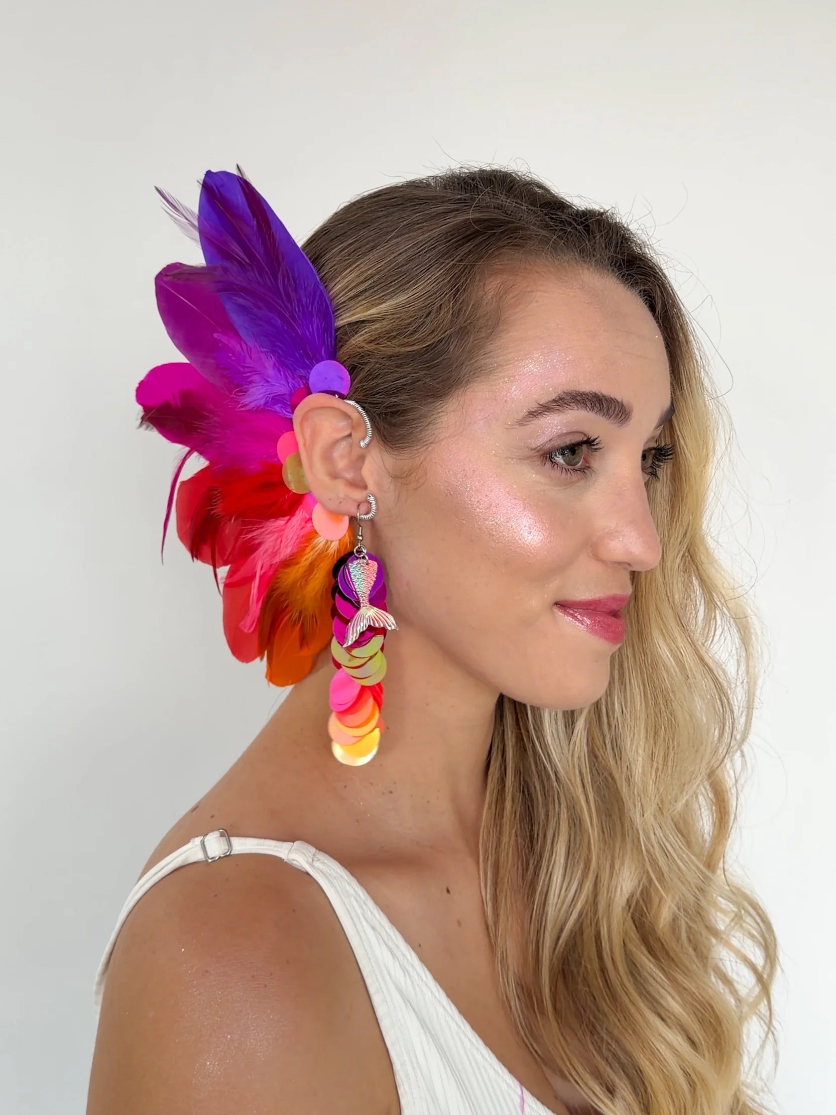 Brinco Paetê Sereia Pôr do Sol