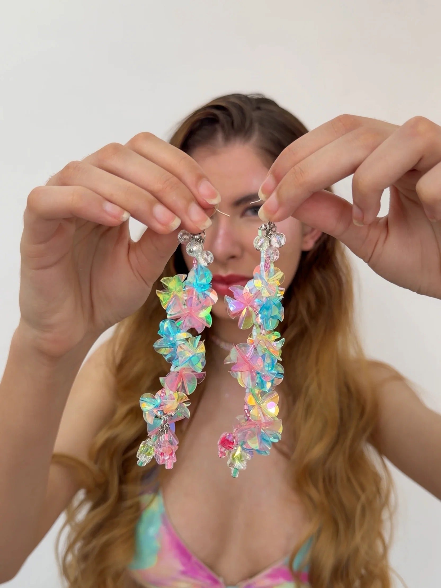 Brinco Paetê Colorido Beijo Doce