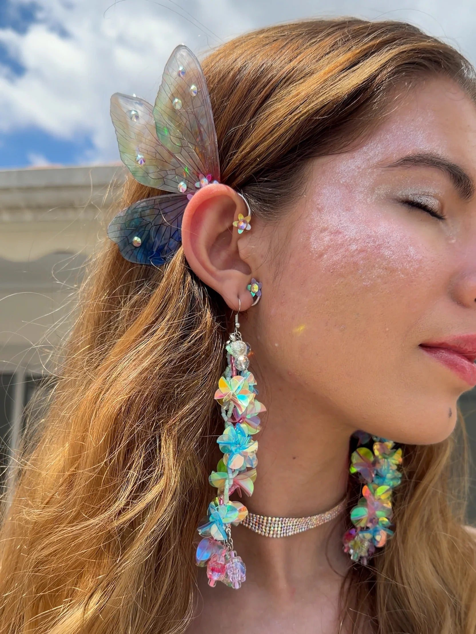 Brinco Paetê Colorido Beijo Doce