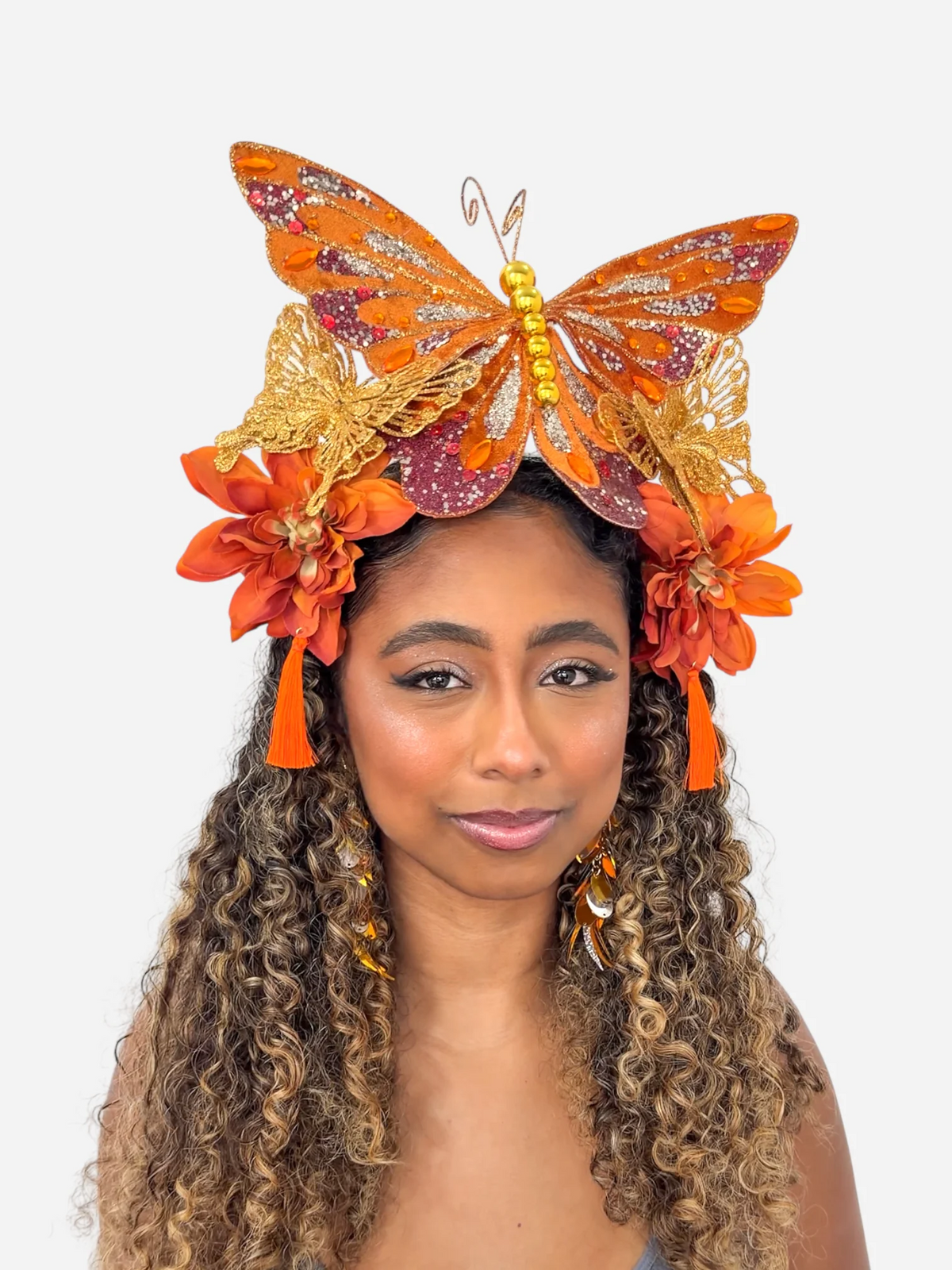 Tiara Borboleta Máxi Laranja