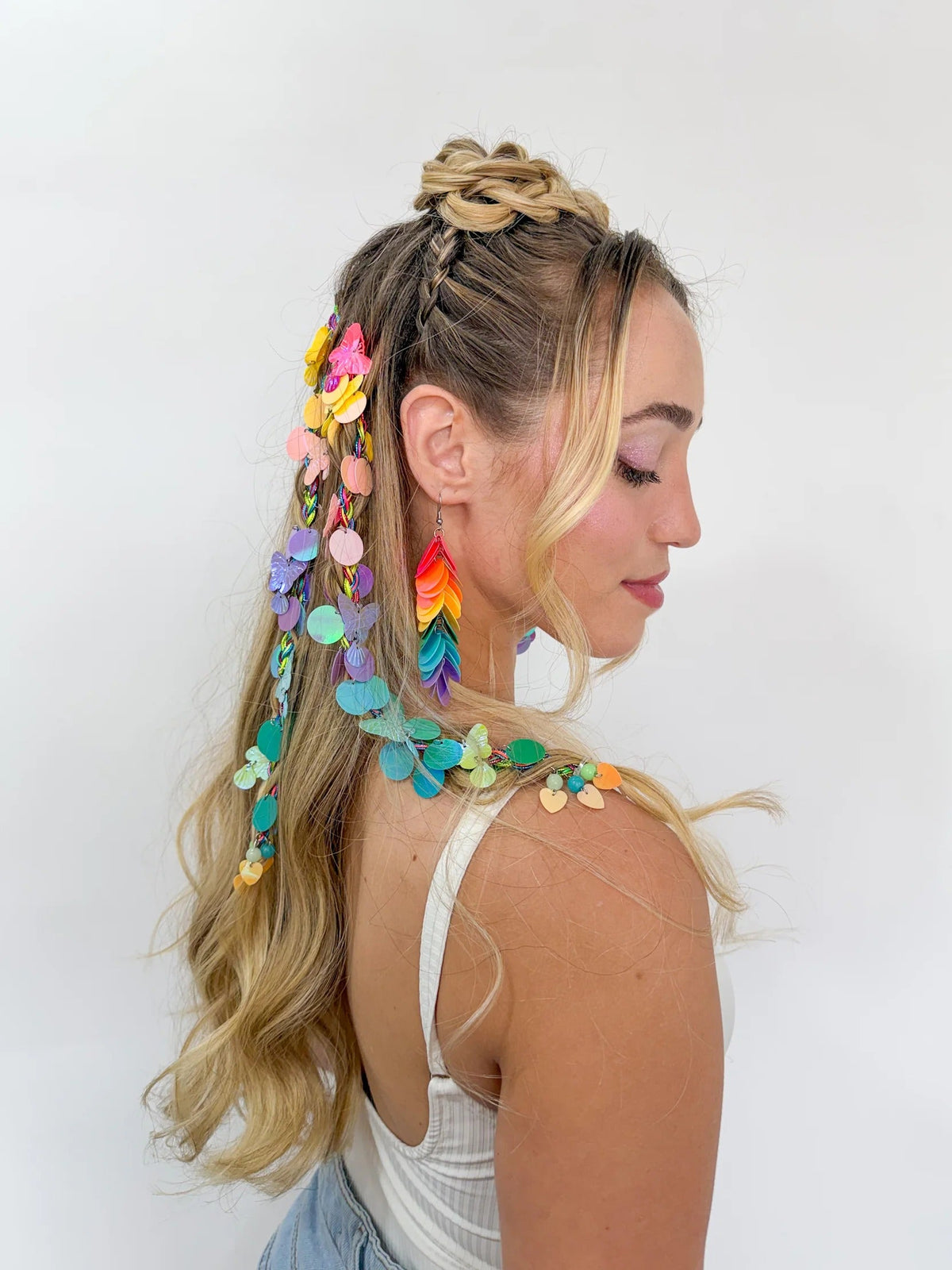 Brinco Paetê Confete Neon