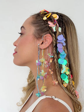 Ear Cuff Paetê Colorido Beijo Doce