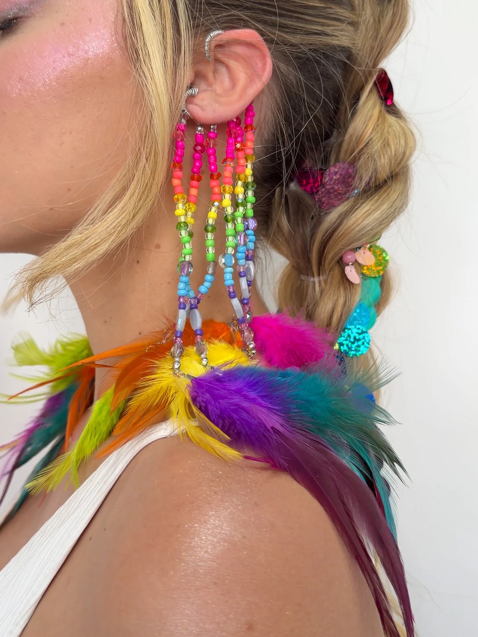 Ear Cuff Miçangas Neon